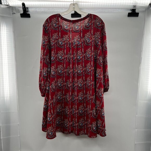 JODIFL Women's Floral Shift Dress Long Sleeve Red/Multi Size Large - Picture 7 of 9
